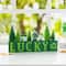 Glitzhome® 14" St. Patrick's Wooden House and Brush Trees "LUCKY" Table Decor